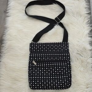 Thirty One Black and White Polka Dot Organizing  Crossbody Shoulder  Bag
